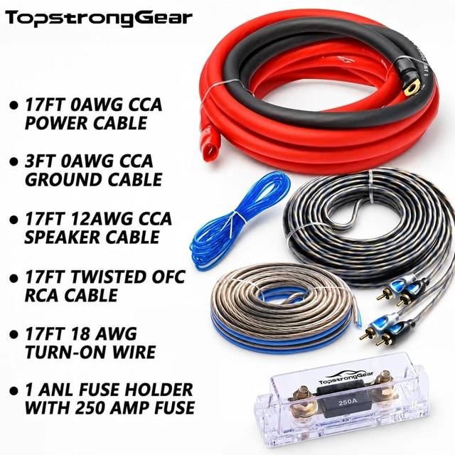 Alt view image 2 of 5 - 0 Gauge Amp Wiring Kit, 0 AWG Subwoofer Amplifier Wiring Kit for Car Audio