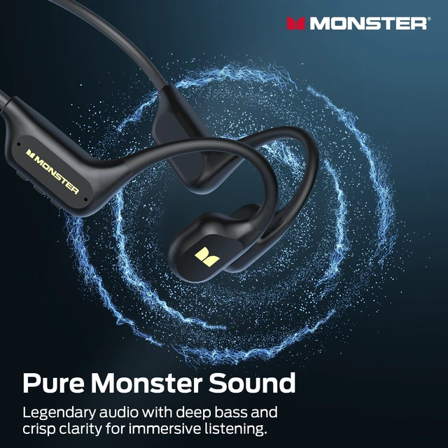 Alt view image 2 of 5 - Monster Open Ear BC300 Swimming Headphones, Open-Ear Bone Conduction Headphones, Bluetooth 6.0 & 32GB MP3, IPX8 Waterproof Sport Earbuds with 10H Playtime (Black)