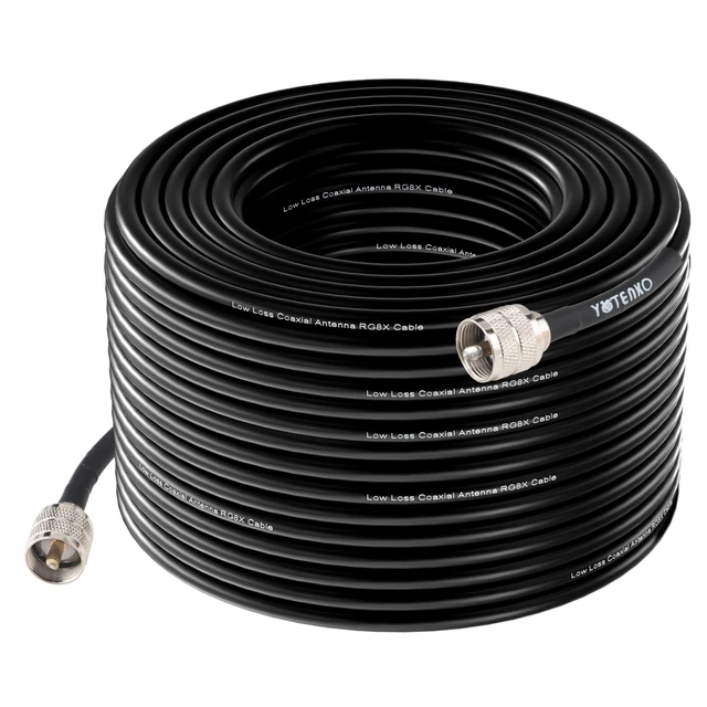 Main image of YOTENKO RG8X Coaxial Cable with PL259 Connectors 100FT, CB Coax Cable 50ohm