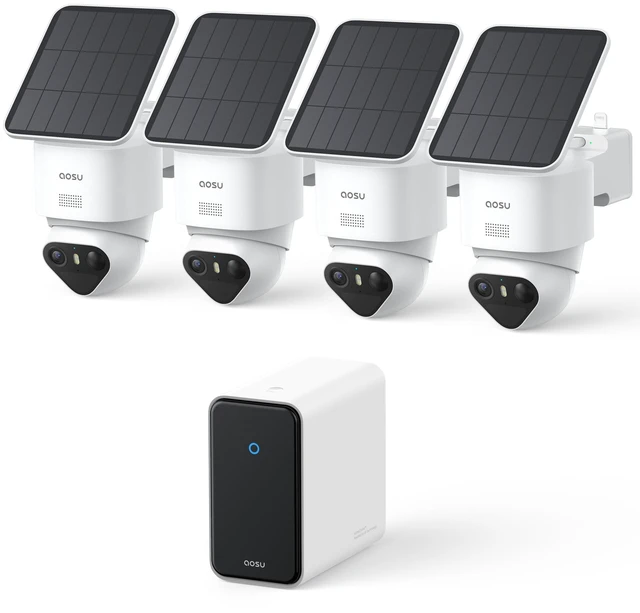 Main image of aosu T2 Ultra 4K Solar Security Cameras Wireless Outdoor, 4-Cam Kit, Smart Home Security System with TrueColor Night Vision, AI Recognition&Motion Tracking, 360Pan&Tilt, Expandable 16TB Local S