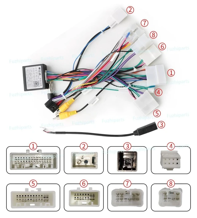 Alt view image 4 of 4 - 16PIN Car Radio Stereo Power Wiring Cable Harness Wire for Toyota Camry RAV4 Corolla Tacoma Hilux Highlander 2013~18 Yaris Support OEM Camera USB Non JBL