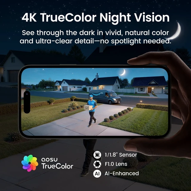 Alt view image 5 of 5 - aosu T2 Ultra 4K Solar Security Cameras Wireless Outdoor, 4-Cam Kit, Smart Home Security System with TrueColor Night Vision, AI Recognition&Motion Tracking, 360Pan&Tilt, Expandable 16TB Local S