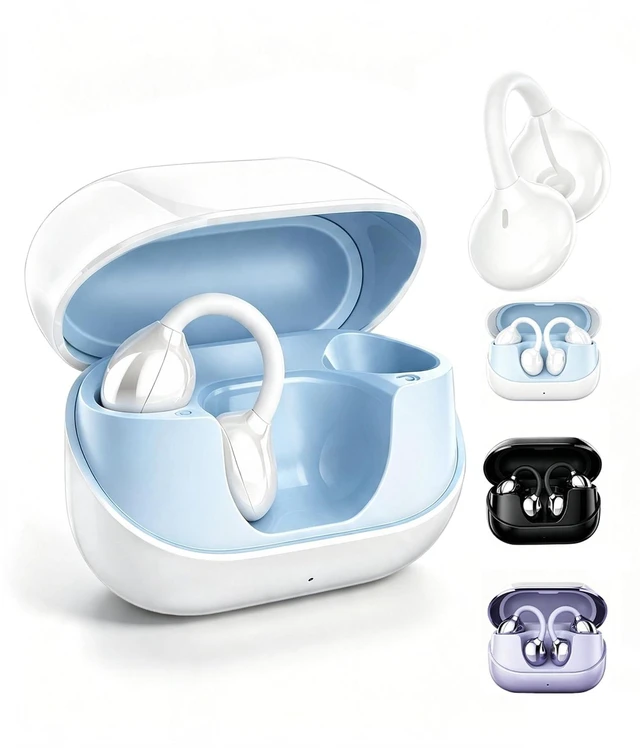 Main image of Jacuate Clip-on Earbuds Open Ear Wireless Bluetooth 6.0 C-Bridge Headphones