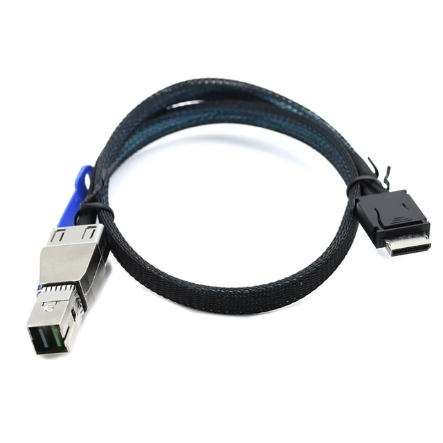 Alt view image 2 of 5 - AoQhir OCuLink 4i SFF-8611 to SAS SFF-HD 8644 4i Cable, 12Gbps High-Speed Server Data Cable Compatible with RAID Controller, Workstation, Storage Expansion (0.5M/19.68in)