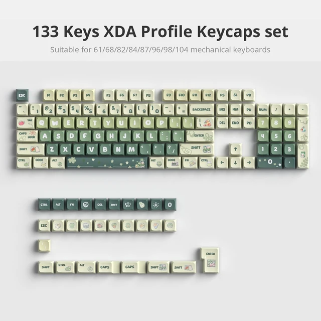 Alt view image 3 of 5 - Owpkeenthy XDA PBT Keycaps 75 Percent, 133 Keys Green Custom Gaming Keycaps 5 Side Dye Sublimation for ANSI & ISO Layouts Cherry MX Switches Mechanical Keyboard (Light Green)