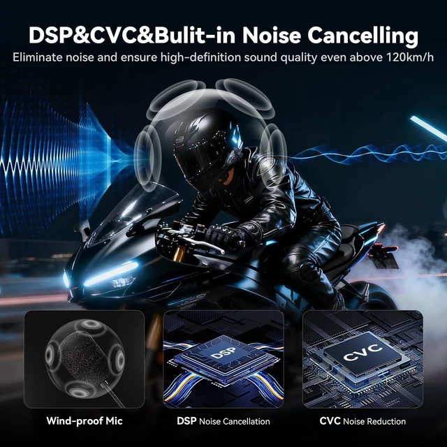 Alt view image 5 of 5 - XGP X10 10 Riders Group Mesh Motorcycle Intercom, 3000m Motorcycle Bluetooth Headset V5.3 with Audio Multitasking, Helmet Communication Systems with Hi-Fi Speakers for ATV/Snowmobile, 2 Pack, Grey
