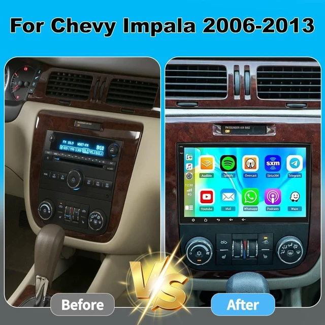 Alt view image 2 of 5 - Car Radio Stereo for Chevy Impala 2006-2013 with Carplay Android Auto Double Din Car Audio Receiver Support GPS WiFi 8" HD Touch Screen Mirror Link Bluetooth EQ Navigation Split Screen SWC, 2+32G