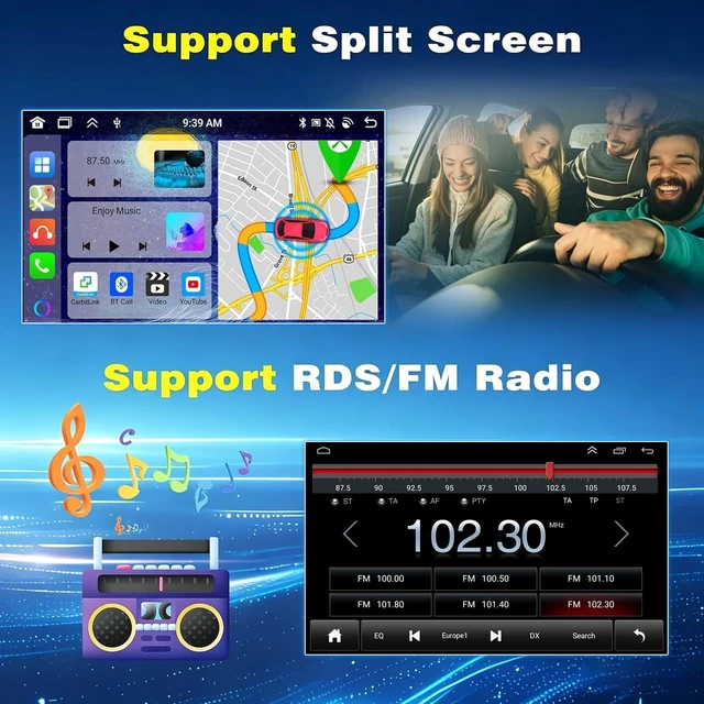 Alt view image 4 of 5 - Car Radio Stereo for Chevy Impala 2006-2013 with Carplay Android Auto Double Din Car Audio Receiver Support GPS WiFi 8" HD Touch Screen Mirror Link Bluetooth EQ Navigation Split Screen SWC, 2+32G