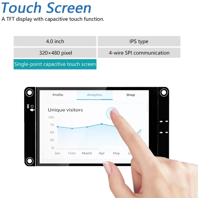 Alt view image 4 of 5 - Freenove ESP32 Display ESP32-S3 CYD 4.0 Inch 320x480 IPS Touch Screen