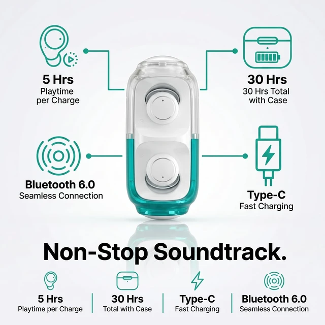 Alt view image 5 of 5 - NVXMANIYK Ultra-Mini Sleep Earbuds for Side Sleepers, Bluetooth 6.0 Invisible Earphones with Fidget Toy Case, 30H Playtime, IPX5 Sweatproof, Touch Control for ASMR, Work, Commute & Travel
