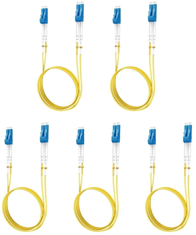 Main image of Yonwide 5 Packs Single Mode Fiber Optic Cable - 10m (32.8 ft) Lc to Lc, OS2, LSZH, Yellow SMF