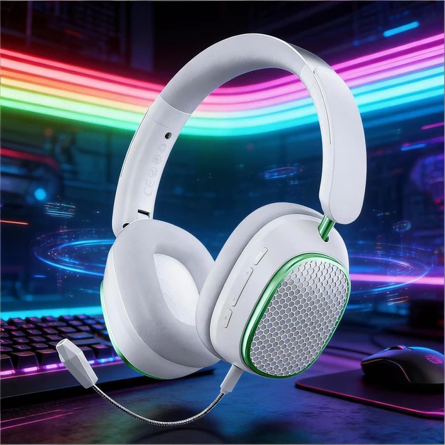 Main image of FJHBL Wireless Bluetooth Headphones with Active Noise Cancelling (Up to 48dB),60H Playtime,Hi-Res Audio,40mm Drivers,Spatial Sound,Foldable,Detachable Mic(Wired/Wireless Use),M12 White.