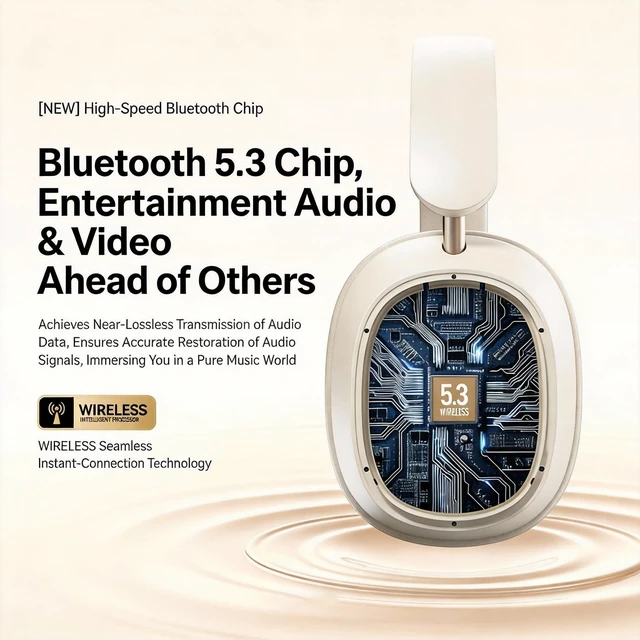 Alt view image 5 of 5 - FJHBL Wireless Bluetooth Headphones with Active Noise Cancelling (Up to 48dB),60H Playtime,Hi-Res Audio,40mm Drivers,Spatial Sound,Foldable,Detachable Mic(Wired/Wireless Use),M12 White.