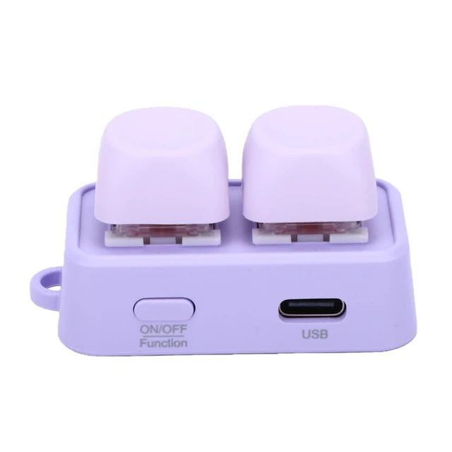 Alt view image 2 of 5 - Zopsc 2 Key Macro Mechanical Keyboard, Bluetooth USB Connection Customizable RGB Backlight for Gaming Work Media eBook Page Turner Remote Clicker Purple