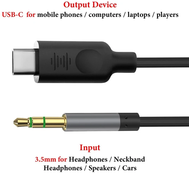 Alt view image 3 of 5 - GEEKRIA USB-C to 3.5mm Audio Cable with Mic Compatible with Beats Studio Pro, Solo 4, Replacement Aux Audio Cord with Inline Microphone and Volume Control (4ft / 1.2m)