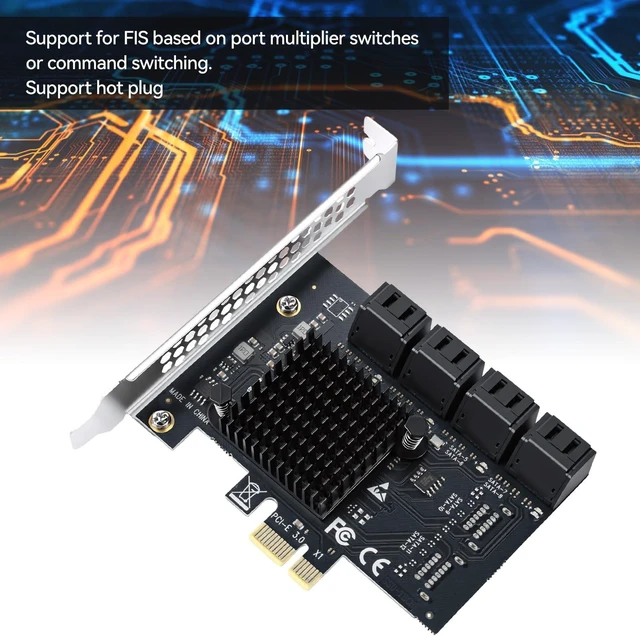 Alt view image 5 of 5 - ELUTENG PCI-E SATA Expansion Card PCI-E X1 to SATA 3.0 Controller Card 6Gbps SATAS III Express Adapter (8 Ports)