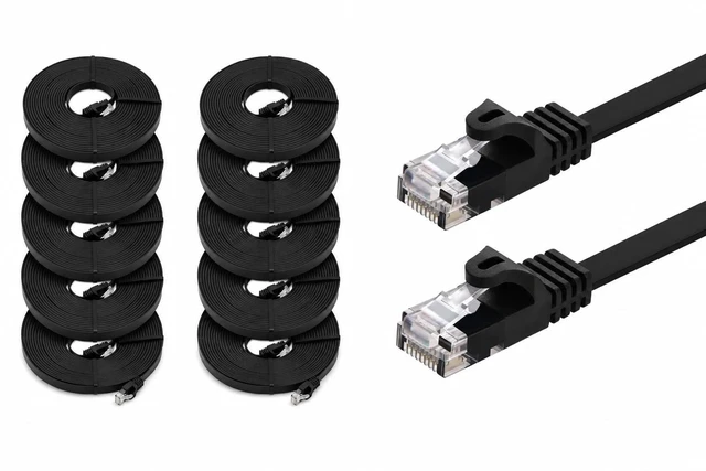 Main image of BRENDAZ Cat5e Ethernet Cable, 10ft. (10-Pack) Network Patch Cable - Snagless Cat 5e Cord, Flat, 350MHz, UTP, for PC, Server, Router, Modem, TV, PS5, Game Consoles (10pk, 10-Feet)