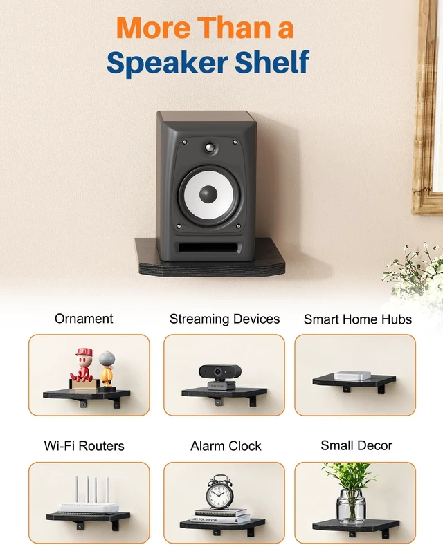 Alt view image 5 of 5 - BYMECOST Speaker Wall Mount, Adjustable Rear Speaker Wall Mount Shelves