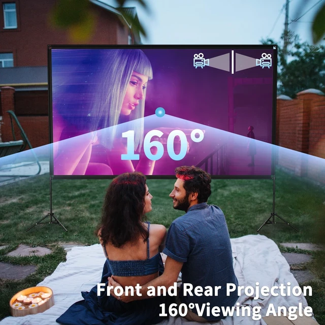 Alt view image 2 of 5 - 120inch Projector Screen with Stand, Portable Movie Screen Indoor Outdoor