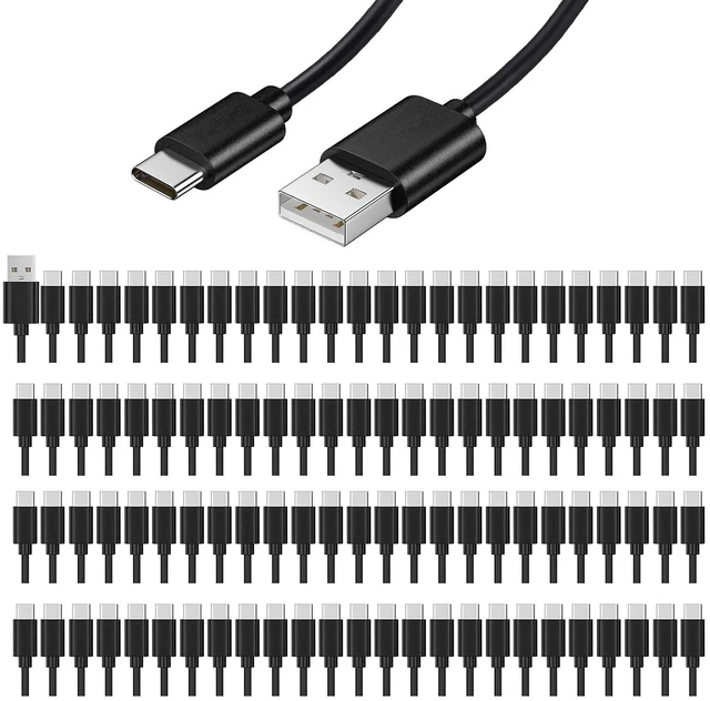Main image of 100-Pack USB C Charger Cable - Bulk USB to Type-C Charging Cords, Black