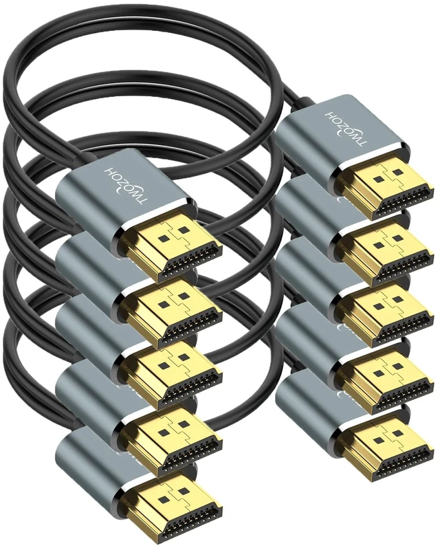 Main image of Twozoh Slim 4K HDMI Cable 1.6FT 5 Pack, Ultra Thin & Flexible Skinny HDMI to HDMI 2.0 Cord Support 4K/60HZ 18gbps Laptop, Monitor, PS5, PS4, Xbox One, Fire TV
