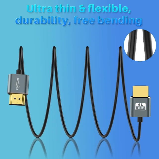 Alt view image 5 of 5 - Twozoh Slim 4K HDMI Cable 1.6FT 5 Pack, Ultra Thin & Flexible Skinny HDMI to HDMI 2.0 Cord Support 4K/60HZ 18gbps Laptop, Monitor, PS5, PS4, Xbox One, Fire TV