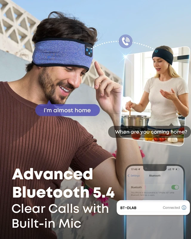 Alt view image 5 of 5 - Fulext Sleep Headphones Bluetooth 5.4 Headband, Sleeping Headphones with Built-in HD Stereo Speaker for Side Sleepers, Wireless Music Headband Headphones for Sports, Workout, Cool Gadget Gift