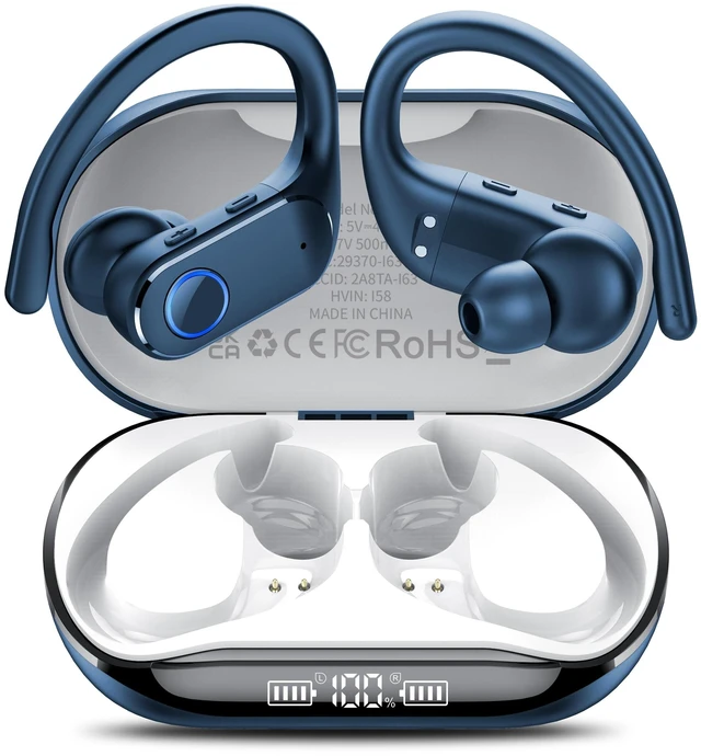 Main image of Active Noise Cancelling Ear Buds Wireless Earbuds Dual Battery Display, Bluetooth Headphones with Deep Bass, IPX7 Waterproof, Ultra Light Comfort Wear, Sports Earphones for Running Workout Gym