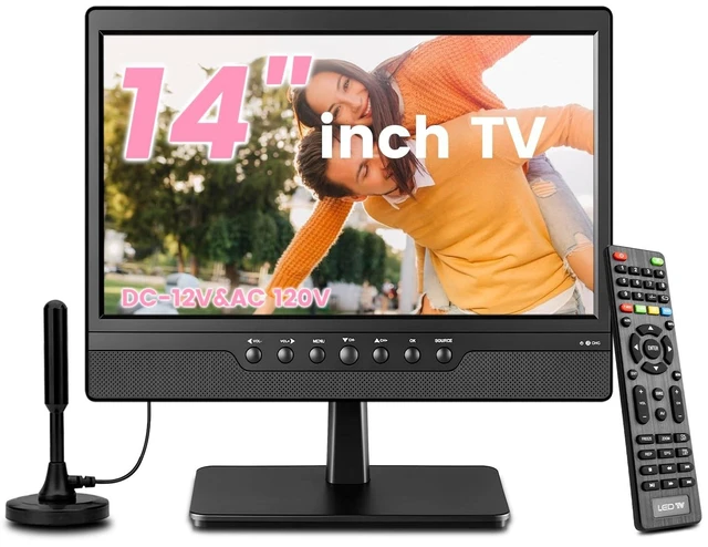 Main image of Jexiop 14inch Small LED HD TV,Built-in ATSC,Dual-Mount Support for Desktop & Wall Mount-HDMI-USB-AV IN-12v/AC Power for RV&Kitchen