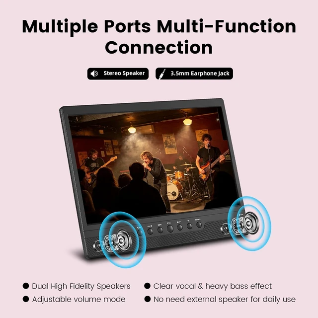 Alt view image 4 of 5 - Jexiop 14inch Small LED HD TV,Built-in ATSC,Dual-Mount Support for Desktop & Wall Mount-HDMI-USB-AV IN-12v/AC Power for RV&Kitchen