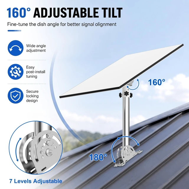 Alt view image 2 of 5 - Heavy Duty Starlink Gen 3 Roof Mount, 430 Stainless Steel Pole & 1.38" OD