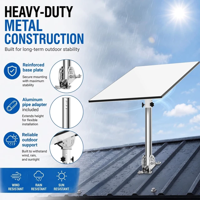 Alt view image 3 of 5 - Heavy Duty Starlink Gen 3 Roof Mount, 430 Stainless Steel Pole & 1.38" OD