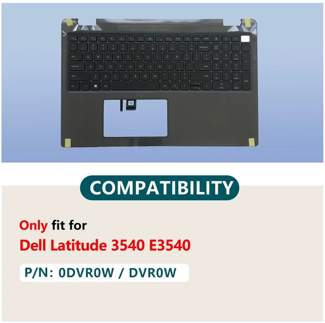 Alt view image 2 of 5 - JADTRXU 0DVR0W DVR0W Replacement for Dell Latitude 3540 E3540 Laptop Upper Top Cover Case Palmrest Backlit US Keyboard Assembly Part