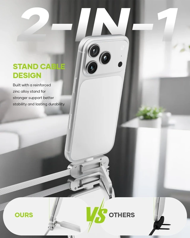 Alt view image 4 of 5 - Smolink USB C to USB C Cable with Invisible Phone Stand, Right Angle, 3FT
