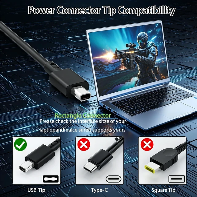Alt view image 2 of 5 - 380W 20V 19A Laptop Charger for ASUS ROG Strix Scar G16 G18 ADP-380AB B