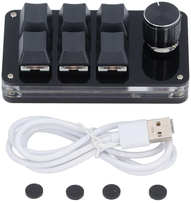 Main image of Walfront Mechanical Gaming Keyboard Programmable Macro Pad Mini USB Keypad One Handed 6 Keys 1 Knob for PC Laptop Computers