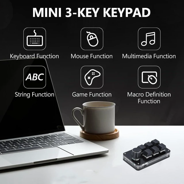 Alt view image 3 of 5 - Walfront Mechanical Gaming Keyboard Programmable Macro Pad Mini USB Keypad One Handed 6 Keys 1 Knob for PC Laptop Computers