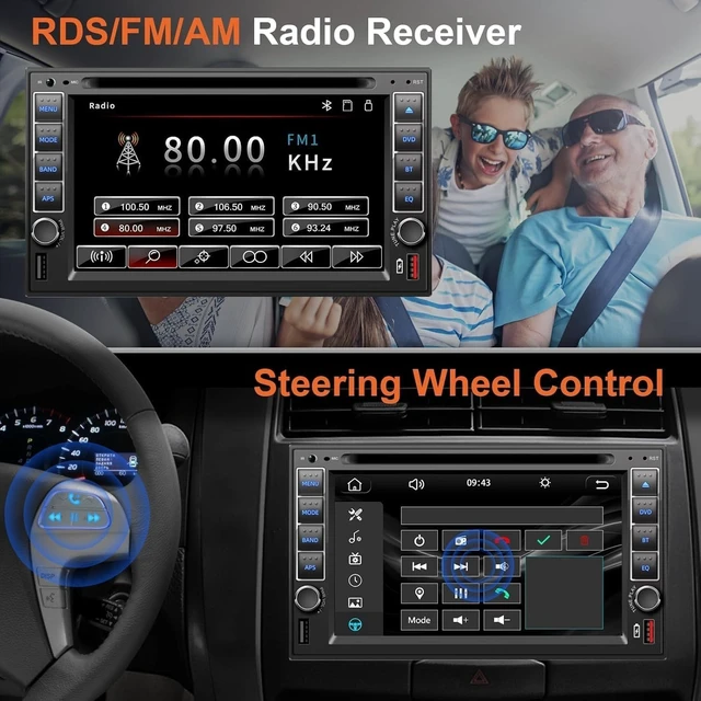 Alt view image 4 of 5 - Double Din Car Stereo Radio with CD/DVD Player, Voice Control Carplay & Android Auto, 7 inch Car Audio with HD Touchscreen, Bluetooth, Mirror Link, Backup Camera, SWC, FM/AM, USB/SD, A/V Input