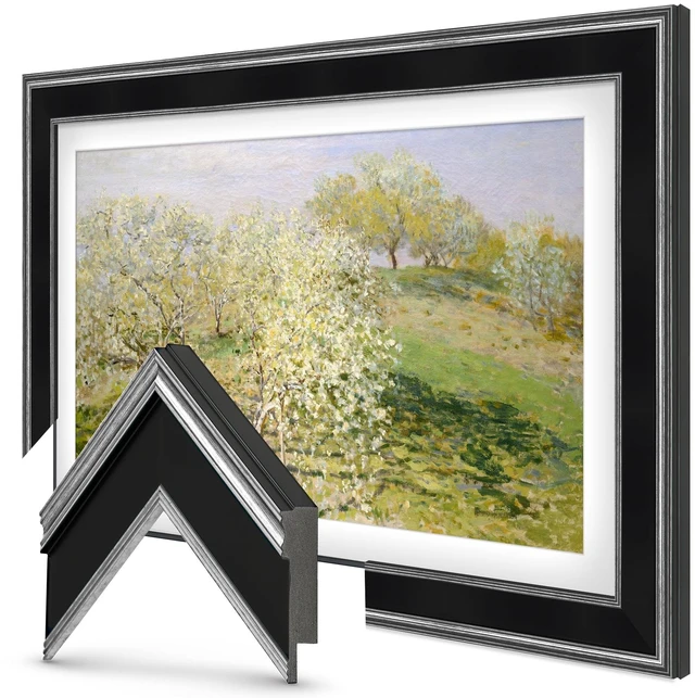 Main image of Antique Silver & Black 65" Deco TV Frame for Samsung The Frame/Pro TVs