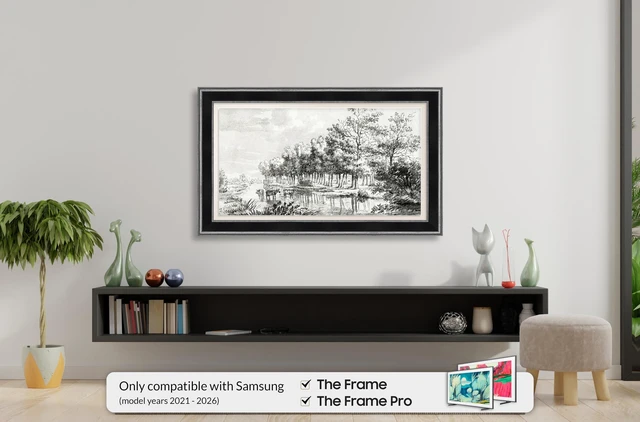 Alt view image 2 of 5 - Antique Silver & Black 65" Deco TV Frame for Samsung The Frame/Pro TVs