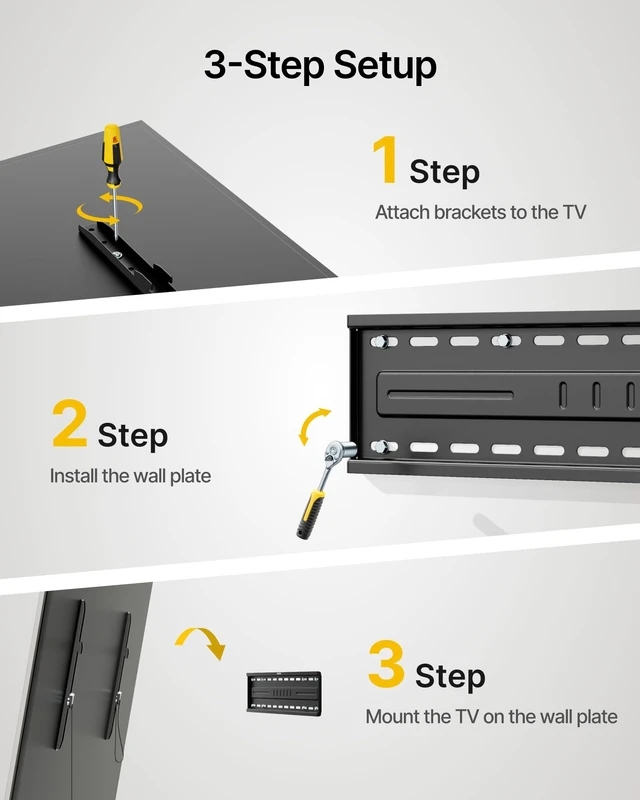 Alt view image 5 of 5 - monTEK Heavy Duty Fixed TV Wall Mount Bracket for 50-100" TVs, Max 300 lbs
