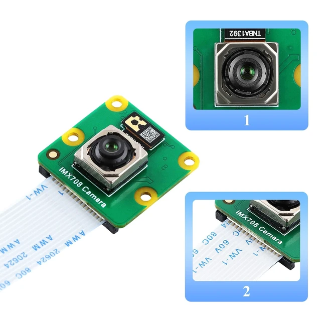 Alt view image 2 of 5 - IMX708 12MP Camera Module 75 FOV Auto-Focus, High Dynamic Range (HDR) Includes 15-15pin, 15-22pin Cable Compatible with Raspberry Pi 5/4B+/3B+/3B/Zero