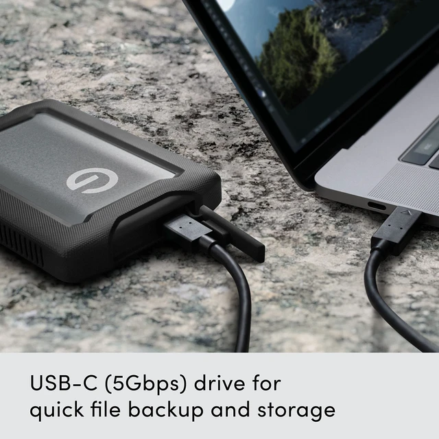 Alt view image 2 of 5 - SanDisk Professional 5TB G-DRIVE ArmorATD - Rugged, Durable Portable External Hard Drive HDD, USB-C, USB 3.2 Gen 1 - SDPH81G-005T-GBAND