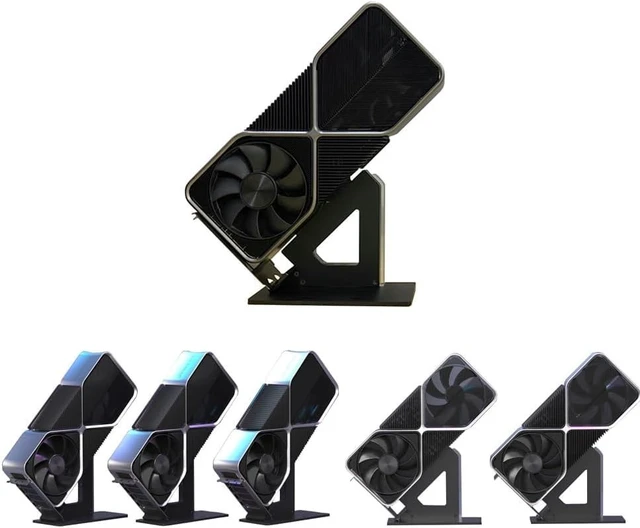 Alt view image 4 of 5 - YXHGeeek Shelf Trophy Display Stand Holder for Standard PCIE Graphics Cards GPU (Three Slots 45C Black Holder)