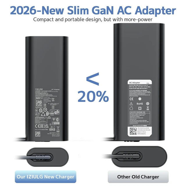 Alt view image 3 of 5 - 130W USB Type C Laptop Charger Compatible with DELL XPS Latitude Precision