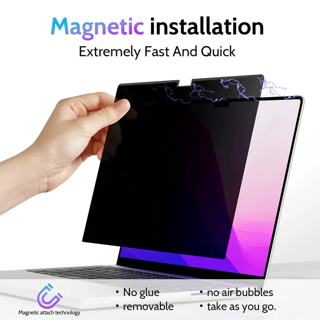 Alt view image 3 of 5 - Peslv Magnetic Privacy Screen for MacBook Air 15 Inch (2023-2026, M2 M3 M4 M5) - A2941 A3114 A3241 A3448, 15inch Removable Matte Anti Blue Light Glare Filter for Mac Air 15.3" Laptop Computer
