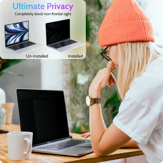 Alt view image 2 of 5 - Peslv Magnetic Privacy Screen for MacBook Air 15 Inch (2023-2026, M2 M3 M4 M5) - A2941 A3114 A3241 A3448, 15inch Removable Matte Anti Blue Light Glare Filter for Mac Air 15.3" Laptop Computer