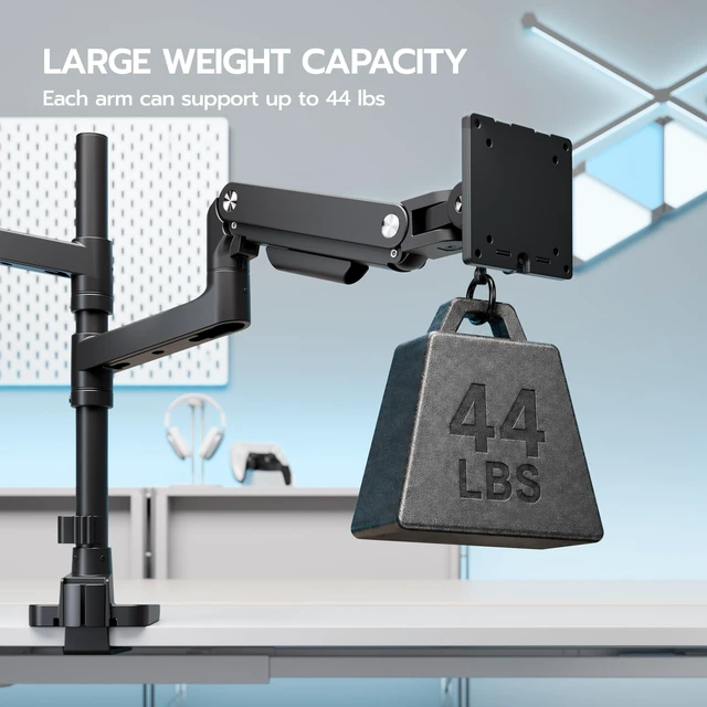 Alt view image 5 of 5 - Dual Extra Tall Monitor Arm Desk Mount for 17-49 Inch Monitors, Black