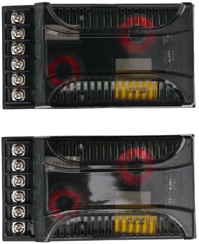 Main image of 2Pcs 2 Way Car Audio Crossover with Overcurrent Protection Heat Dissipation, Speaker Frequency Divider for Superior Sound Quality
