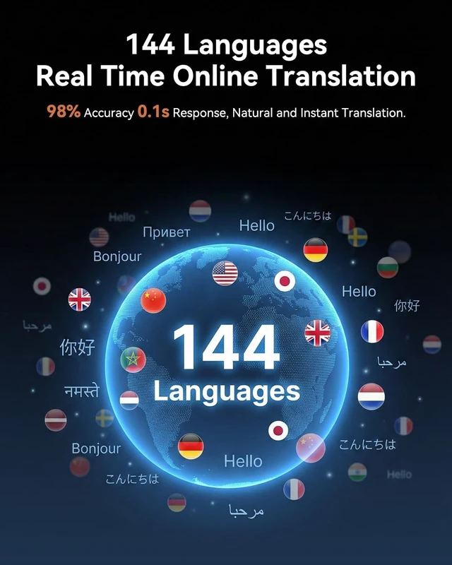 Alt view image 2 of 5 - Wooask A8 Offline Translation Earbuds Real Time No APP Needed, Language Translator Device with ChatGPT, 150 Languages Two-Way Voice Translating for Travel & Business